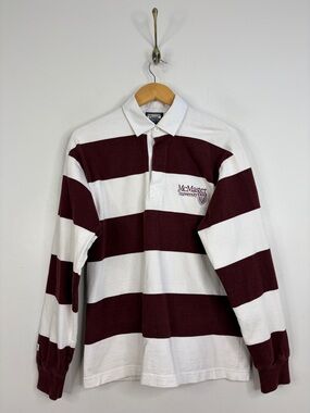 Barbarian Rugby Casuals Shirt Mens Large McMaster University Red Stripe Polo